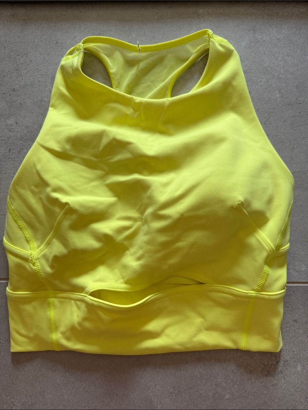 lululemon athletica Neon Yellow High-Neck Racerback Crop Sports Bra